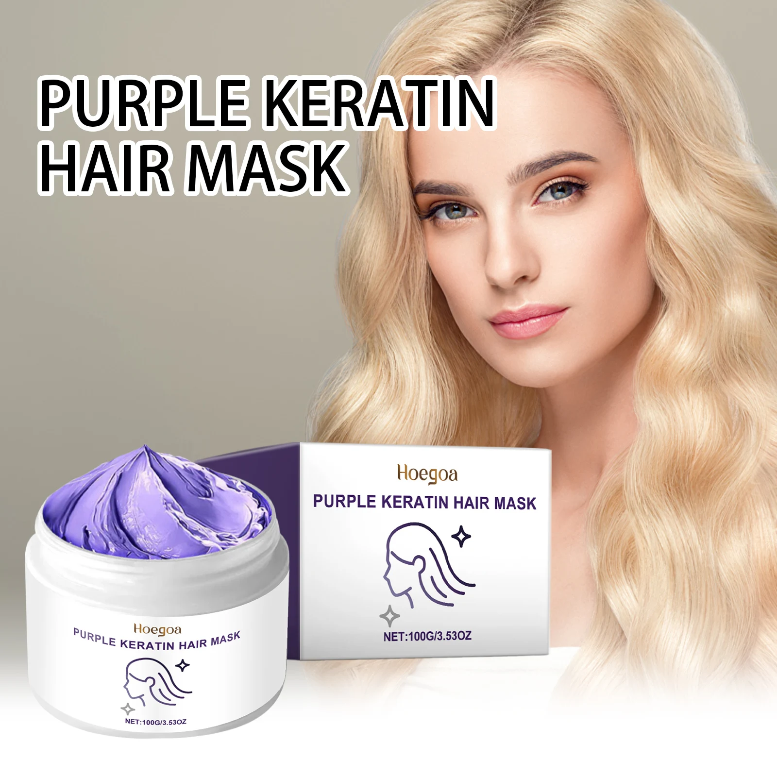 Hoegoa 100g Keratine Magical Hair Mask Repair Damaged Hair Smooth Moisturizer Massage Scalp Anti Frizz Restore Shine Hair Mask
