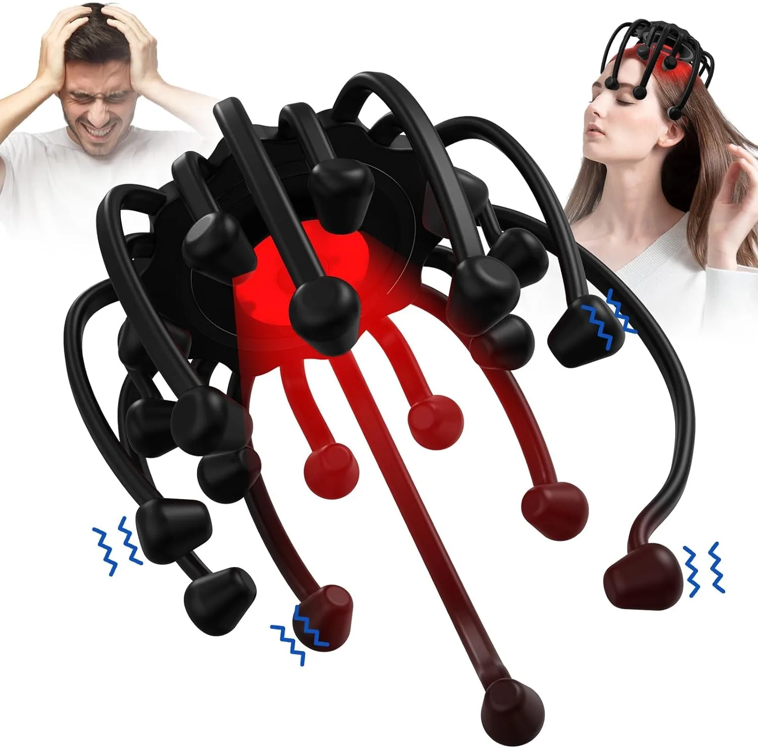 KTS Electric Head Massager Octopus Massager 20 Contracts 5 Modes Scalp Massager 2 Extra Long Contract Stress Relief Relaxation