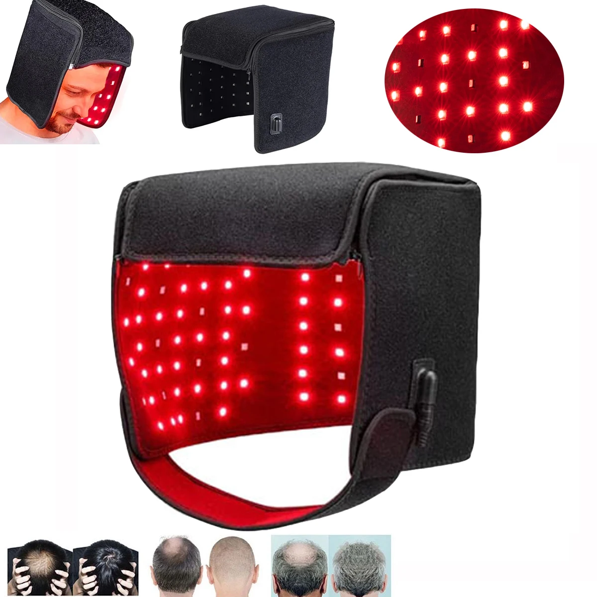 Red Light Hats for Hair Regrowth Infrared light Cap Thinning Anti Hair Loss Anxiety Stress Reduce Migraine Scalp Relax Massager