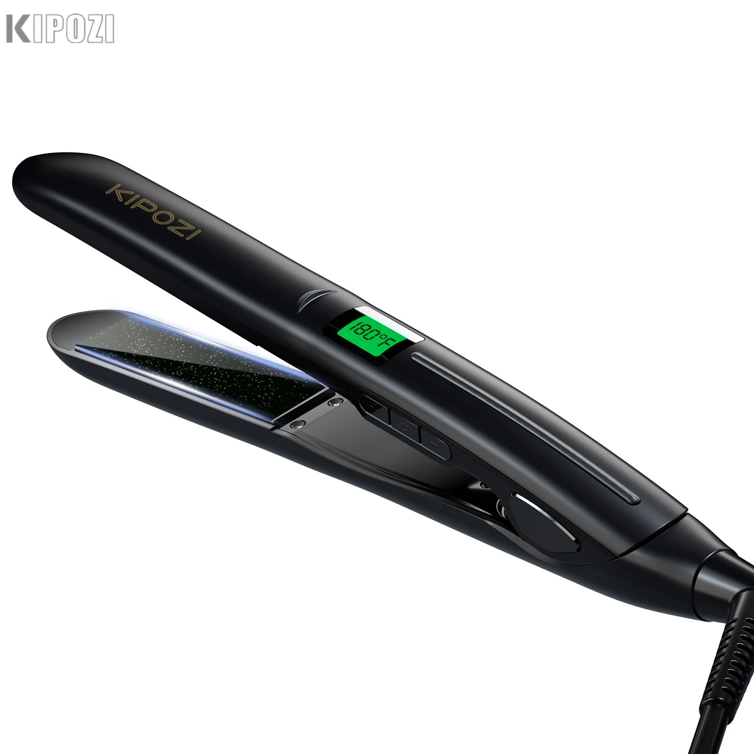 2025 KIPOZI Professional Titanium Flat Iron Hair Straightener with Digital LCD Display Dual Voltage Instant Heating Curling Iron