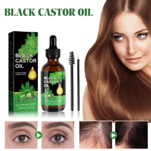 OUHOE Black Castor Oil For Hair healthy,Improves Elasticity And Shine Works on Thinning Areas Natural hair Care Essential oil